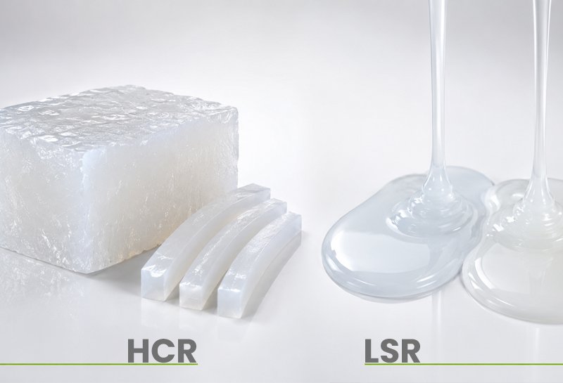 Silicone rubber material samples for molding