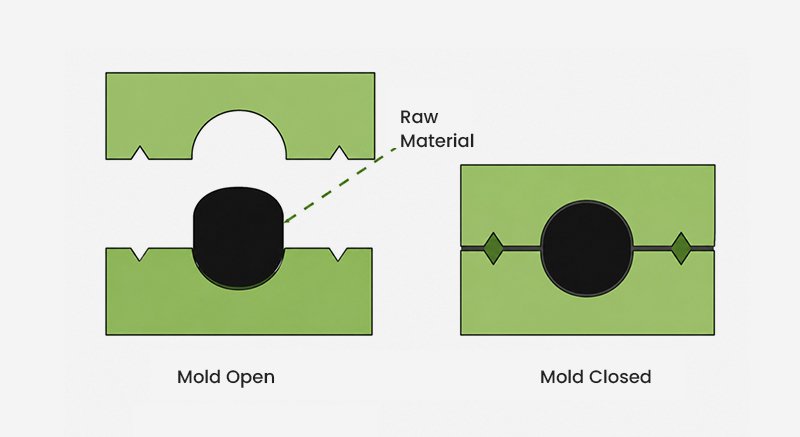 Compression molding for O-rings