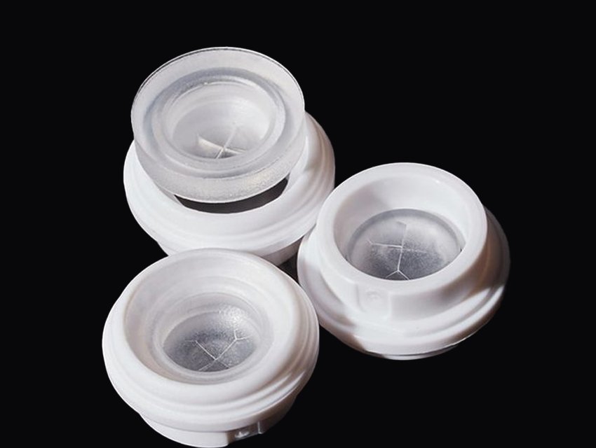 Cross-slit silicone rubber valve sample